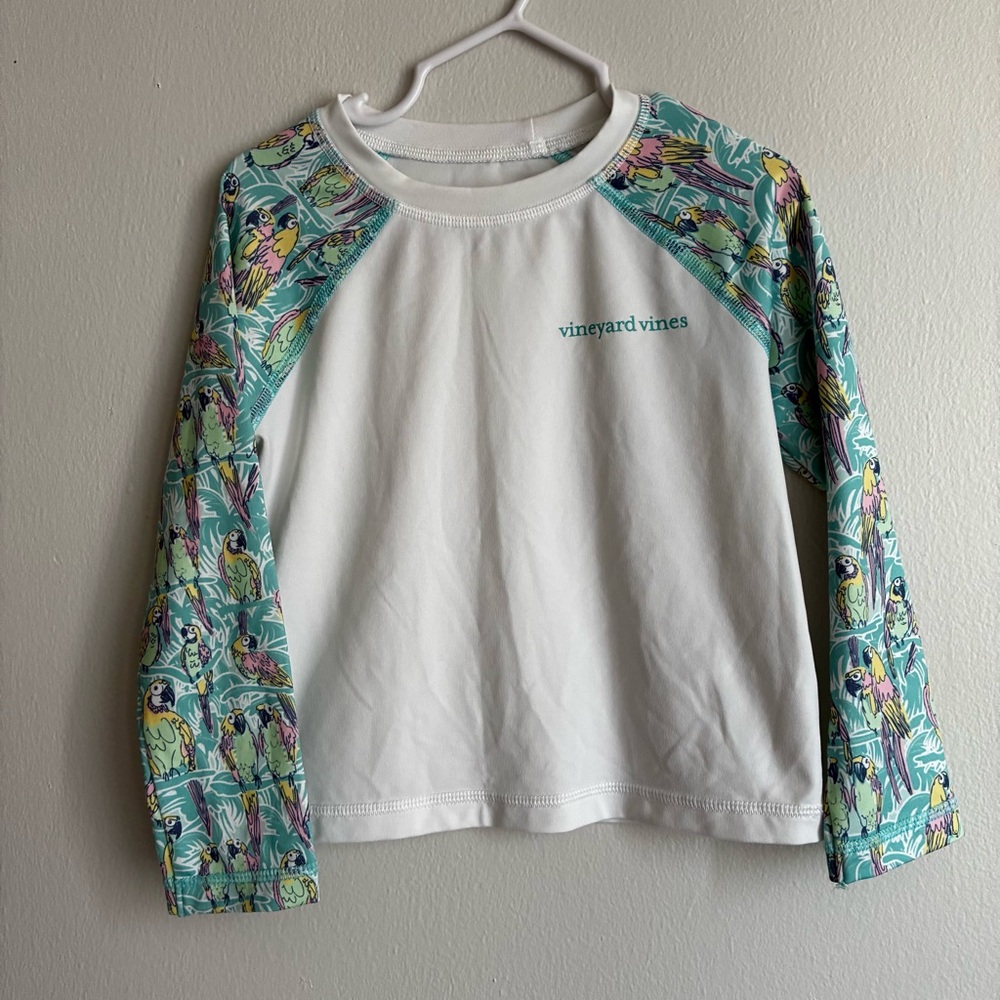 Vineyard Vines Kids Swim Shirt - White and Green Size 2T